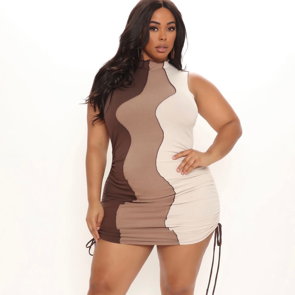 Seam What You Say Mini Dress - Brown/combo